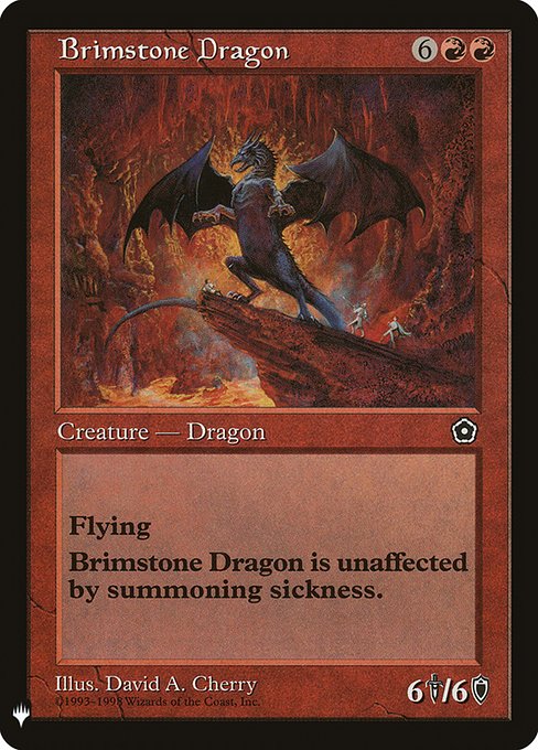 《硫黄のドラゴン/Brimstone Dragon》[PWシンボル付き再版] 赤R